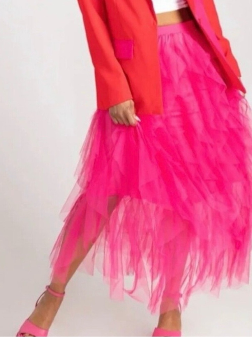 Pink tulle maxi skirt.  Size 8.